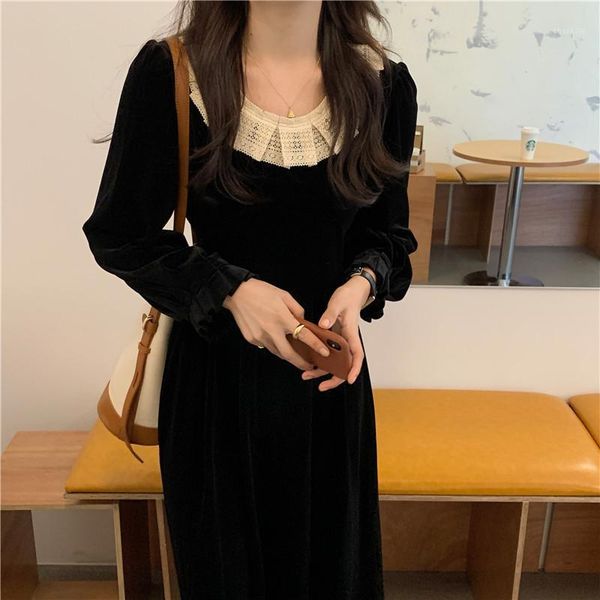 

patchwork women dress o-neck high waist dresses black 9183 casual, Black;gray