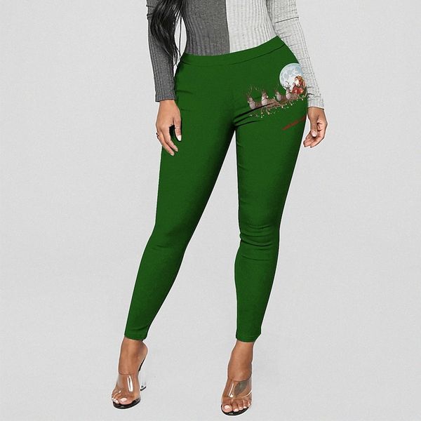

women's hip-hop athleisure tights leggings print ankle-length pants christmas gifts going out stretchy reindeer santa claus comfort lig, Black