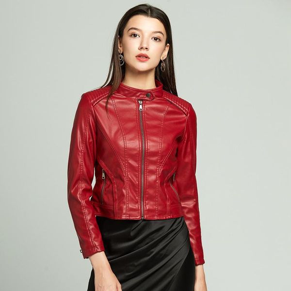 

women's leather & faux autumn pu jacket woman womens jackets female clothing loose winter coat women, Black