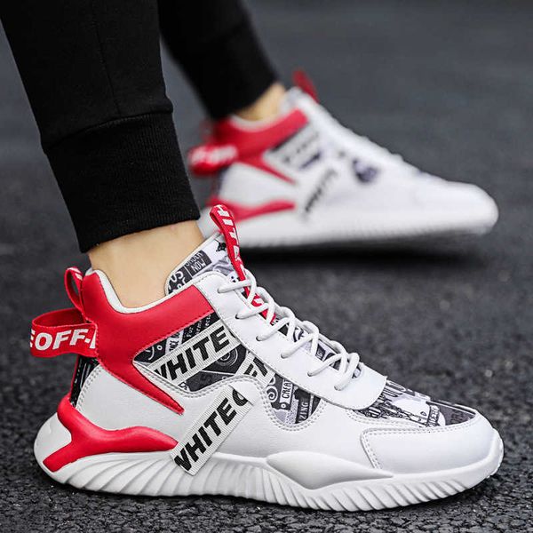 

2021 autumn round head lace up sneakers fashion trend high casual shoes outdoor lightweight personalized men's