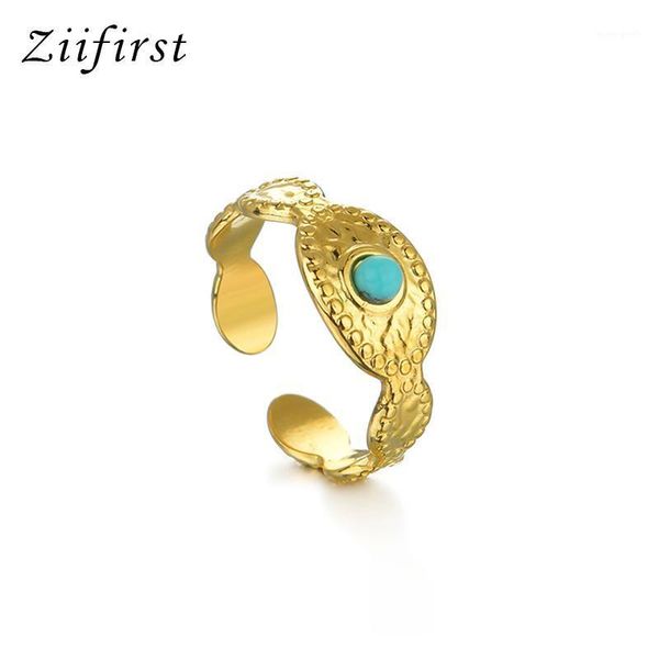 

wedding rings ziifirst bohemia green stone women opening 14 k stainless steel geometric french style jewely femme accessories1, Slivery;golden