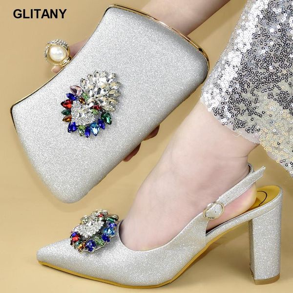 

dress shoes fashion african wedding italian shoe and bag sets women high heel matching for nigeria party buckle strap, Black
