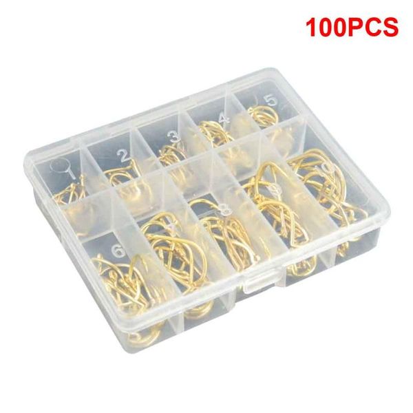 

fishing hooks 100pcs/set replacement parts with box high carbon steel soft lures 10sizes bait sharp durable marine boat barbed