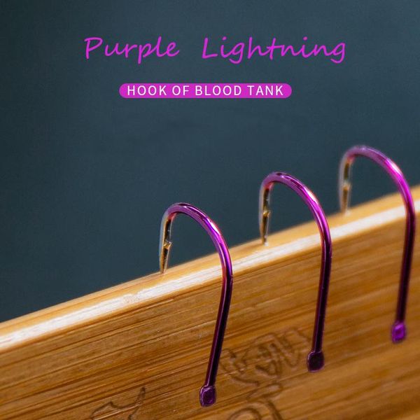 

20pcs saltwater fishing hook purple color single hooks jig head crank barbed fishhook set kit high strengt