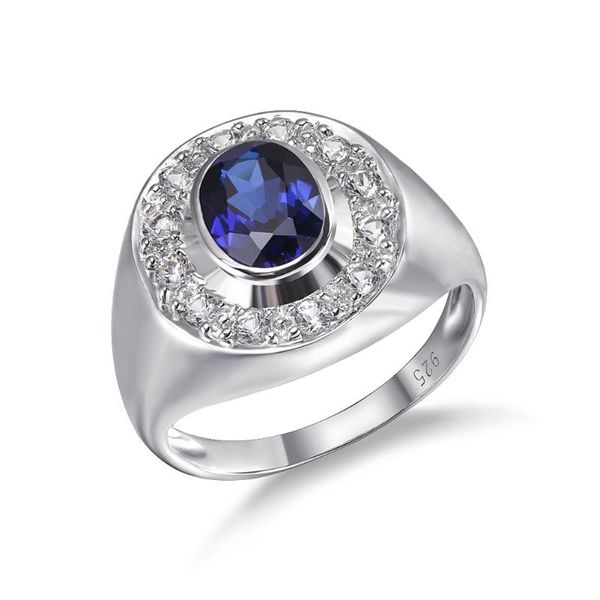 

cluster rings gz zongfa fashion wedding jewelry 925 sterling silver ring blue gem for women, Golden;silver
