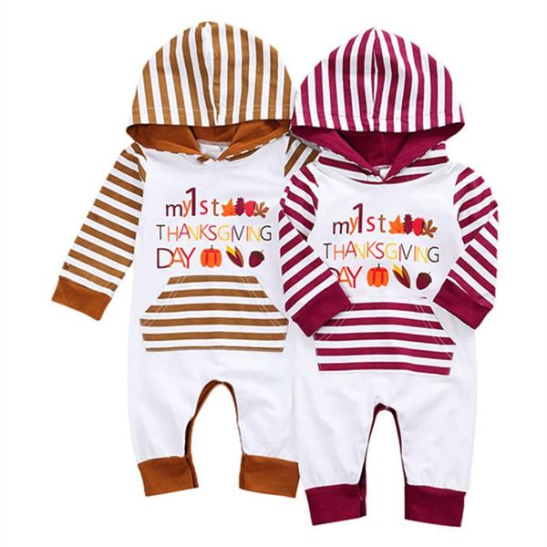 

jumpsuits thanksgiving born baby boy girl long sleeve print hooded romper jumpsuit playsuit outfits clothes, Blue