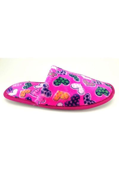 

pink heart pattern hollow woolen fronting indoor women 's home slippers, Black