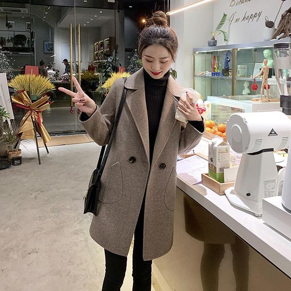 

women's wool & blends 2021 spring and autumn style ladies slim fashion woolen jacket coat, Black