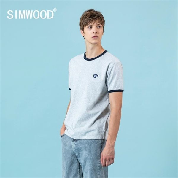 

summer t-shirt men fashion contrast color plus size embroidered 100% cotton tees sj120610 210714, White;black