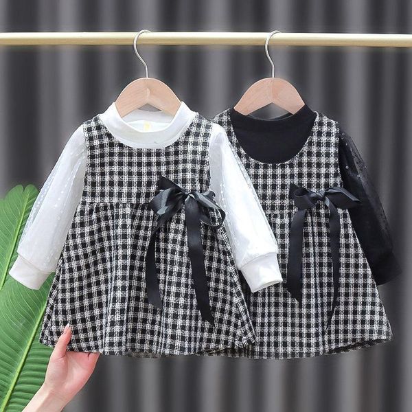 

clothing sets baby girl clothes set fashion spring dress 0-3 years old princess plaid skirt birthday, White