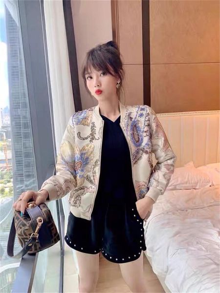 

women's jackets 2021 autumn jacket women fashion retro jacquard baseball coats, Black;brown