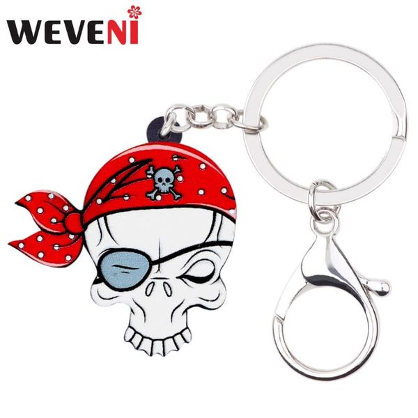

keychains weveni statement acrylic halloween pirate skull key chains ring anime punk jewelry for women girls bag car charms gift, Silver