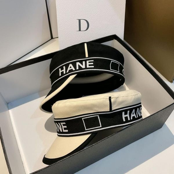 

stingy brim hats spring autumn hat ribbon letter ladies military cap sun vacation travel octagonal designer, Blue;gray