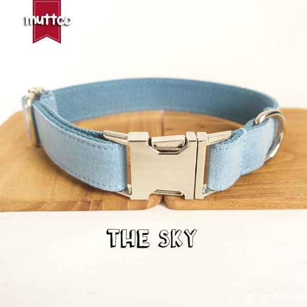 

retailing self-design collar the sky handmade poly satin and nylon wathet blue 5sizes dog leash udc032 collars & leashes