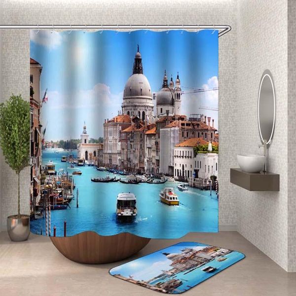 

sea house shower curtain polyester bathroom cortina ducha curtains ...