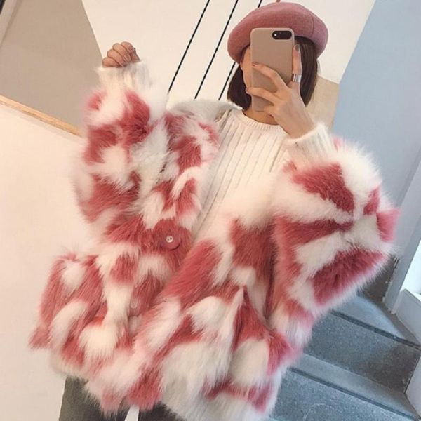 

women's fur & faux winter jacket coat detachable large lapel imitation thicken warm long female short outwear l1467, Black