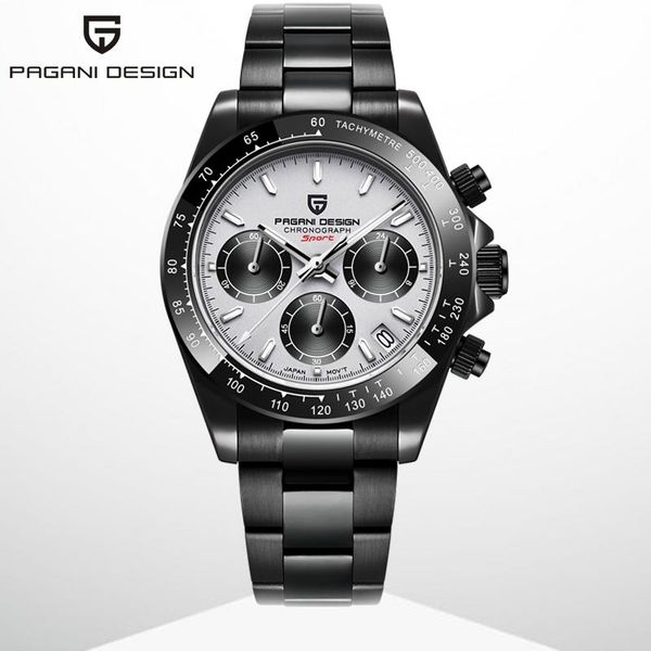 

wristwatches pagani design chronograph fashion sports quartz watch vk63 movement stainless steel 100m waterproof for men reloj hombre, Slivery;brown