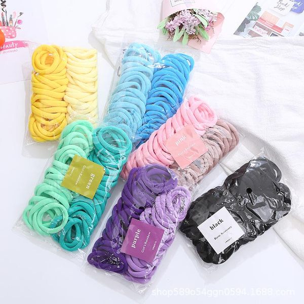 

hair accessories 50 pcs candy color simple do not hurt towel ring girl korean elastic rubber band rope, Slivery;white