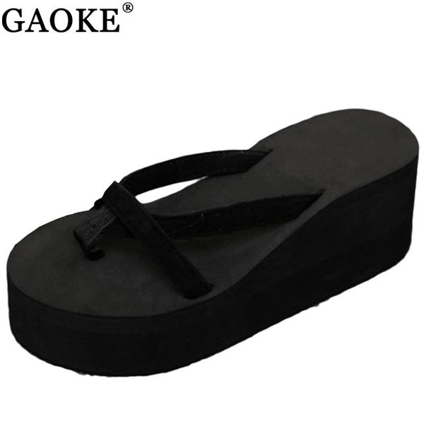 

summer sandals wedges women slip flip flops beach shoes fashionable casual female ladies dress, Black