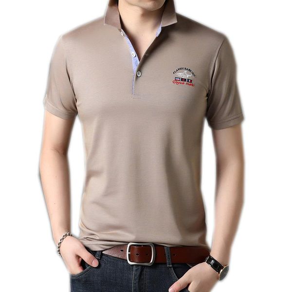 

men's polos men brand cotton shirt solid grey blue business fashion casual short sleeve for summer clothing a06291351, White;black