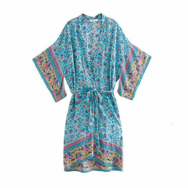 

women's & shirts 3 colors women kimono summer floral print bohemian sashes long cardigan robe beach boho blouses shirt loose cover m5s0, White