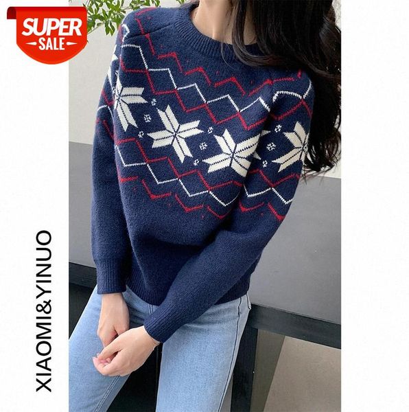 

[ou fan] 7750 christmas sweater women outer wear thick loose lazy pullover #p67o, Black;gray