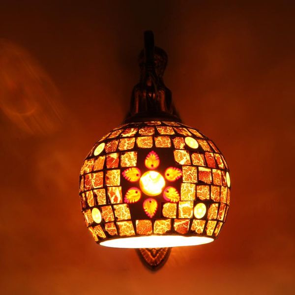 

wall lamp retro industrial zone cafe bar wrought iron modern handmade stained glass decoration bedroom bedside zm1113