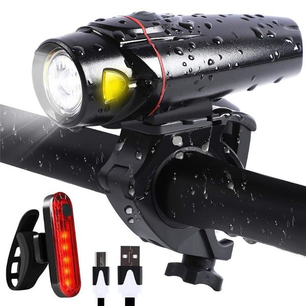 

bike lights bicycle light usb charging glare headlights + taillights set high t6 led cycling lamp waterproof