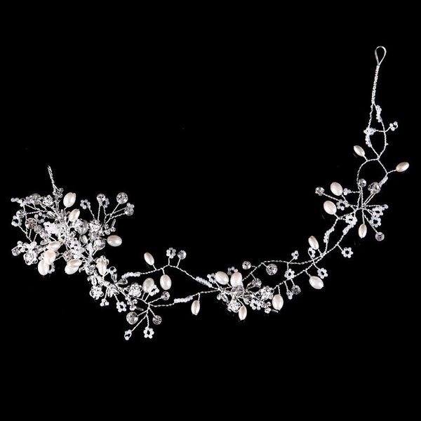 

hair clips & barrettes crystal pearl bridal crossed vine flower wedding headband tiara helh889, Golden;silver