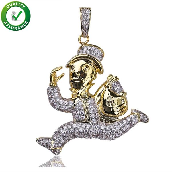 

iced out pendant hip hop jewelry mens luxury designer necklace gold plated carton runner necklaces chain micro pave cubic zircon charm gift, Silver