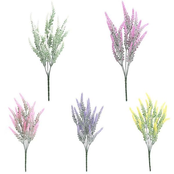

heads/bouquet romantic provence artificial flower purple lavender bouquet with green leaves for home party decorations decorative flowers &
