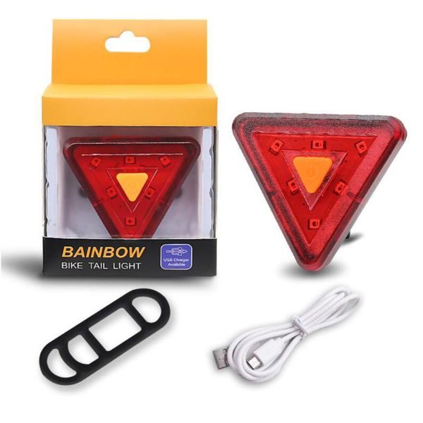 

bike lights warning light triangle led tail usb rechargeable cycling taillight night riding safety rear lamp bicycle accessories