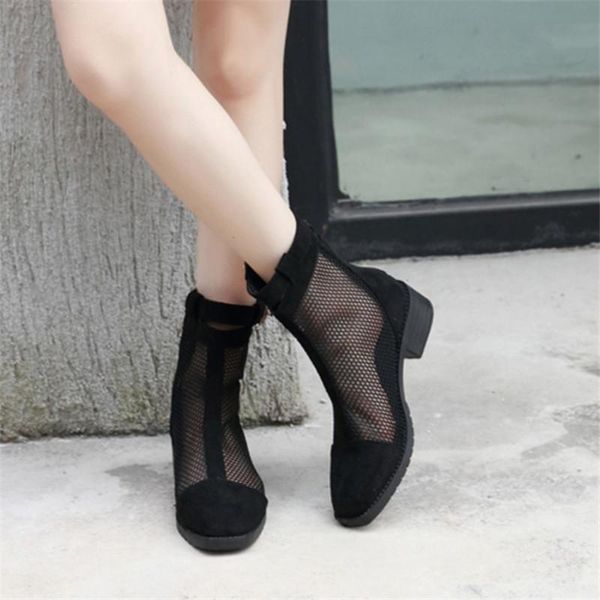 

boots women autumn mesh fabric ankle summer female shoes 35-40 plus size, Black