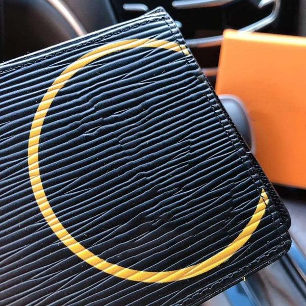 

designer card bag black fashion mens wallets leather stripe wallets short purses half fold card bag with gift box small ticket, Red;black