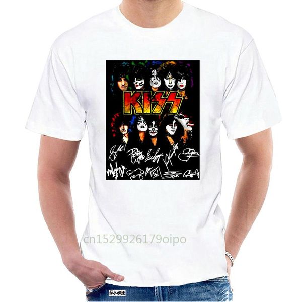 

men's t-shirts kiss band signatures tshirts @095740, White;black