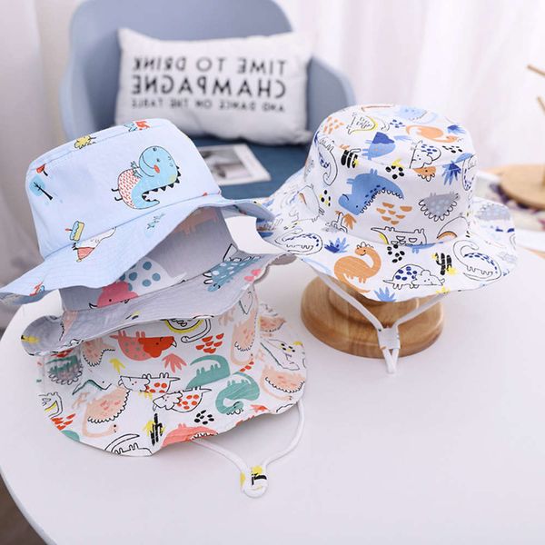 

south korean children's spring summer graffiti big eaves boys and girls fisherman's baby sun hat, Yellow