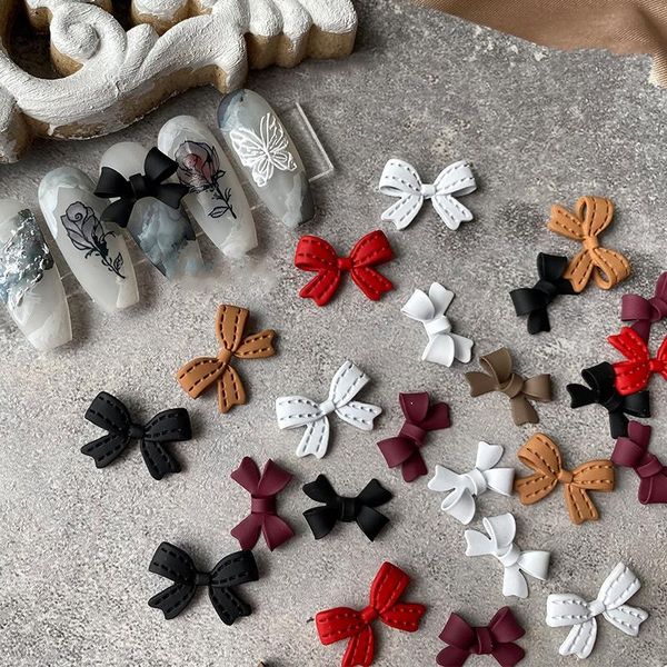 

nail art decorations 10pcs resin bowknots 3d colorful bow ornaments charm jewelry diy uv gel design cute manicure accessories, Silver;gold