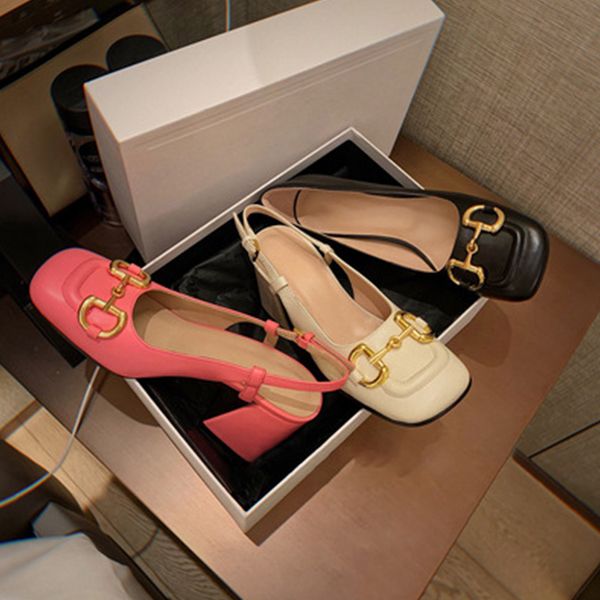 

2021 sandals luxurys designers shoe brand summer shoes designer womens women chunky heel genuine leather, Black