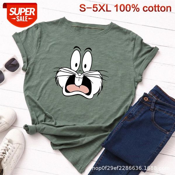 

women's loose round neck short-sleeved cotton t-shirt f14 #fp4n, White