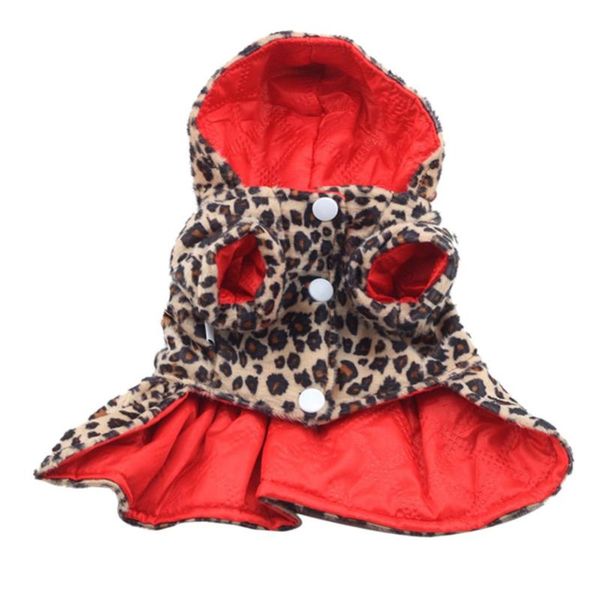 

dog apparel 2021 pets dogs leopard pattern tutu coat dress puppy hoodies both sides wear clothes .
