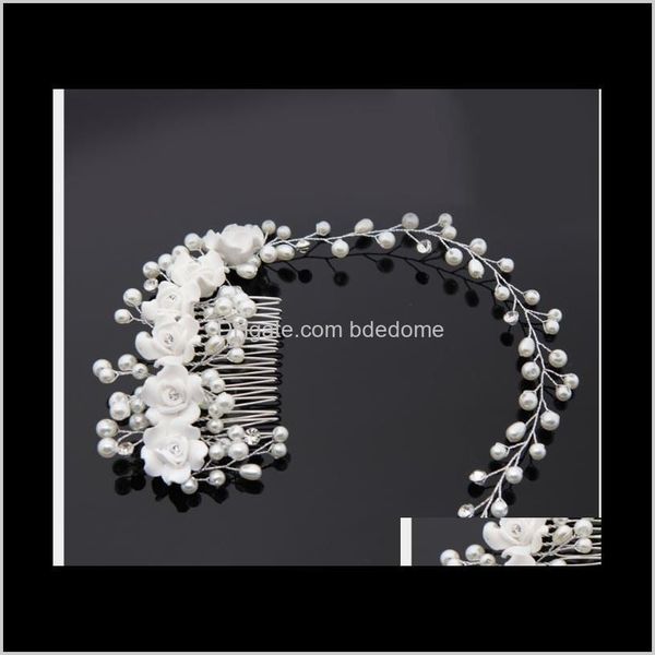 

hair drop delivery 2021 pearl brides garment headwear wedding jewelry hand-woven hairpin rwfzg, Slivery;golden
