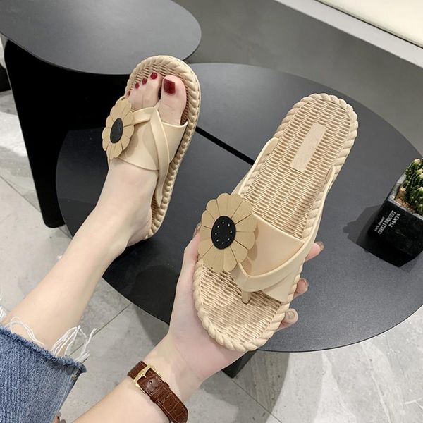 

fashion women summer sandals bohemia roman flowers slippers round toe flat shoes 2021 retro beach platform for ladies, Black