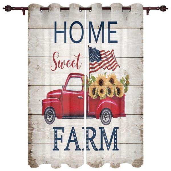 

farm truck flower sunflower window curtains for living room kitchen bedroom drapes kids home decor curtain &