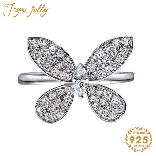 

cluster rings joycejelly 925 silver ring for women wedding party gifts unique butterfly design size5-9 fine jewlery wholesale, Golden;silver