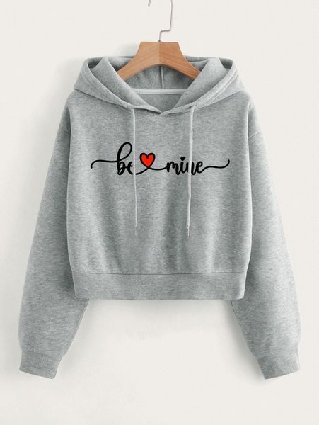 

heart & slogan graphic drop shoulder drawstring thermal hoodie f3mb#, White;black