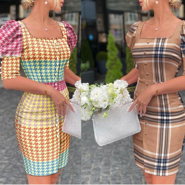 

casual dresses chiffon dress square neck short sleeve bubble french, Black;gray