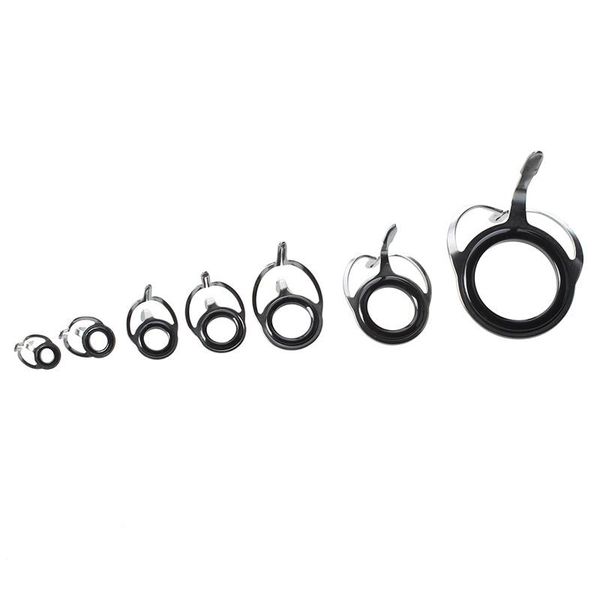 

pieces guide rings for fishing rods, black and silver boat rods