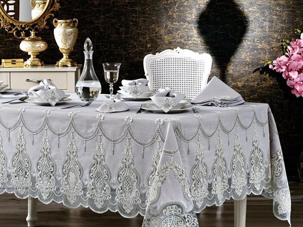 

french laced amanda linen table cover set 26 piece cloth