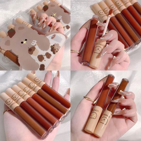 

lip gloss 4 sticks/set strawberry bear glaze set matte velvet lipstick cosmetic makeup tslm1