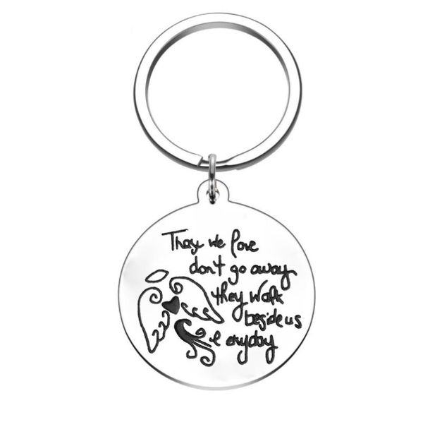 

keychains memorial keychain - those we love don't go away, grandpa grandma remembrance grief loss gift memory keepsake, parent, Silver
